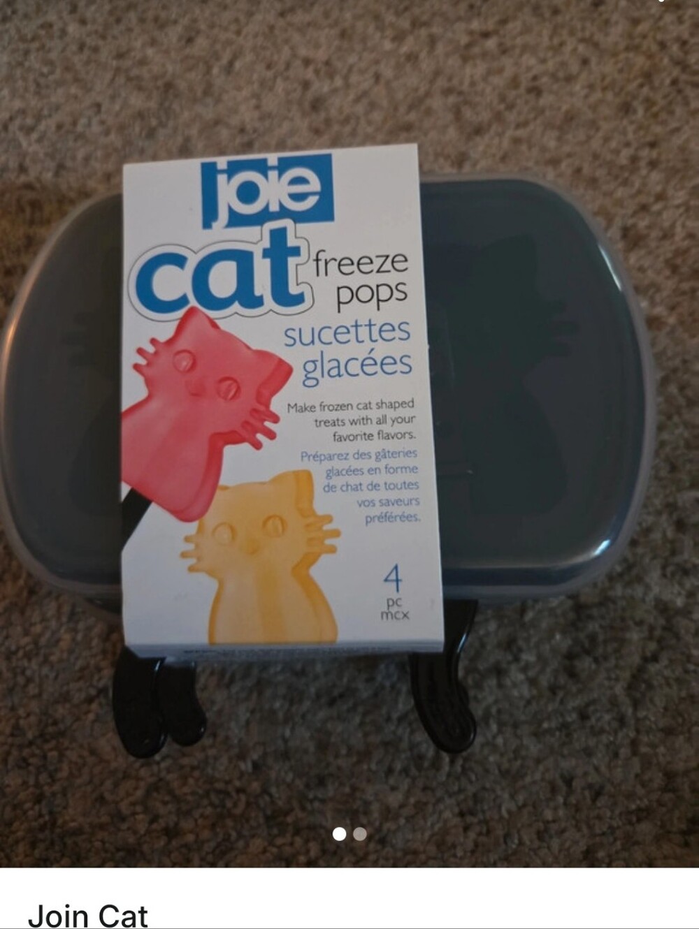 Joie Cat Freeze Pops Mold in Dark Gray with Pink and Yellow Pops